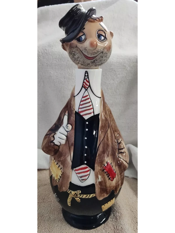 Vintage 1950s 1960s 13" Hobo Drunk Ceramic Liquor Decanter Shields Fifth Ave Bottle