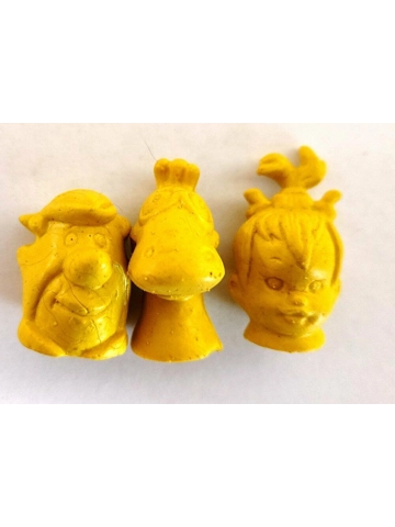 3 Vtg 1970s Flintstones Pencil Toppers Fred Pebbles Dino Hanna Barbera Yellow