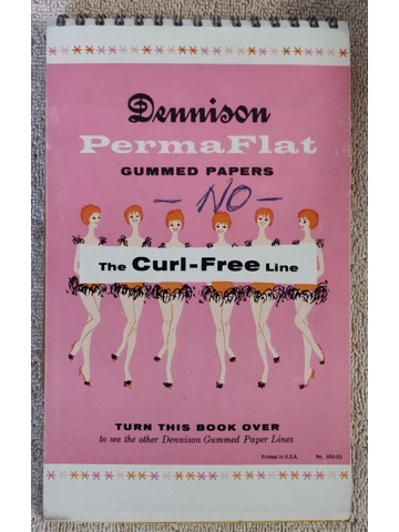 Vtg 1960s Dennison Permaflat Gummed Papers Labels 55 Sales Samples Book #450-63