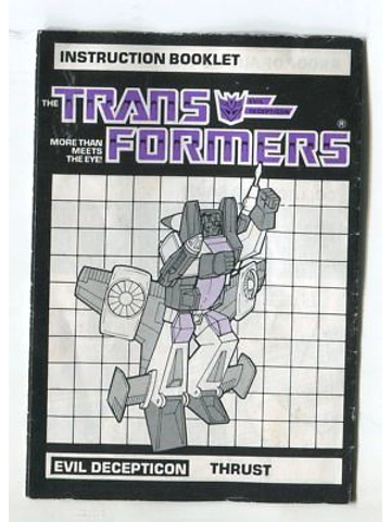 Vtg 1984 Transformers Instruction Booklet Thrust Decepticon Manual G1 Takara