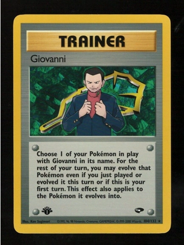 Vtg 2000 Giovanni Trainer 1st Edition Gym Challenge Rare 104/132 NM Near Mint