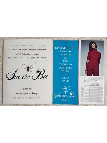 Vtg 1970s Sweater Bee Cloth Swatch Sample + 2 Brochures Sales Sample Banff Ltd