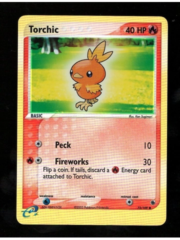 Torchic Reverse Holo Ruby & Sapphire Pokemon NM 73/109 40 HP e-reader