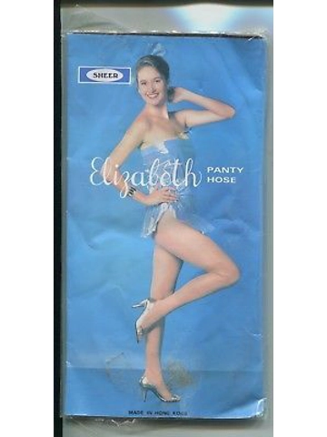 Vtg 1980s Elizabeth Pantyhose Sheer Black New Sealed NOS One Size Fits All