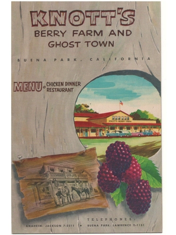 Vtg 1956 Knotts Berry Farm Menu Chicken Dinner Restaurant Higher Grade Booklet