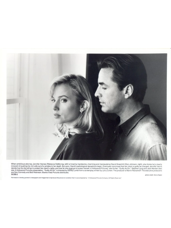 Guilty as Sin Rebecca DeMornay Don Johnson Press Photo Still Promo Publicity