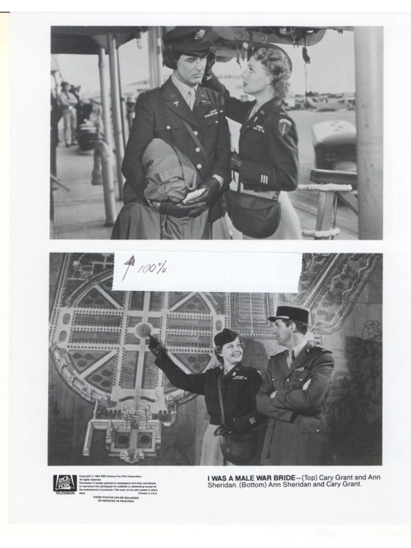 I Was A Male War Bride Cary Grant Ann Sheridan Press Photo Paste Up Marked