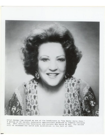 Monte Carlo Show Press Publicity Photo Ethel Merman TV Show Singer