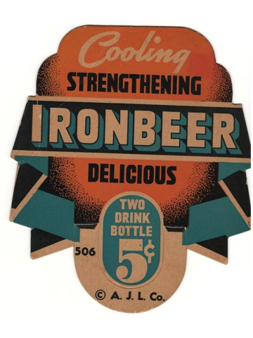 Vintage 1940s Iron Beer Bottle Hanger Advertising Sign AJL Co Soda Soft Drink