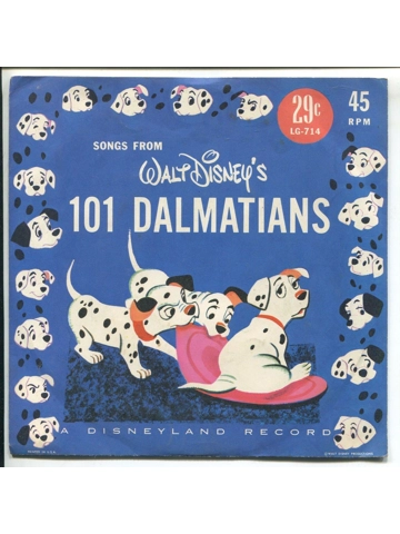 Vtg 1960s Songs From Walt Disney's 101 Dalmations 45 RPM 7