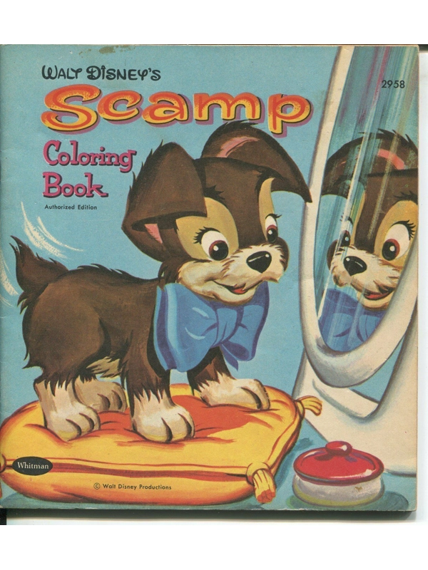 Vtg 1959 Scamp Coloring Book Lady & Tramp Whitman 7" X 7.5" Scarce!