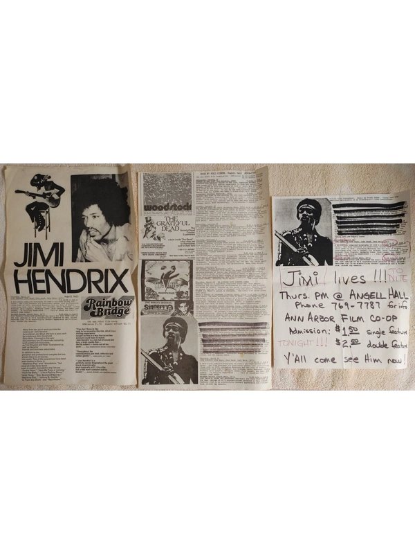 Vtg 1979 Ann Arbor Film Co-Op Schedule Flyer Jimi Hendrix Rainbow Bridge Fest