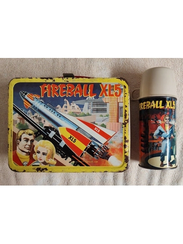 Vtg 1964 Fireball XL5 Lower Grade Lunch Box with Nicer Thermos Gerry Anderson