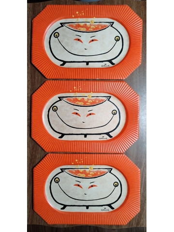 3 Vtg ca 1950s Evil Witch Cauldron Halloween 9