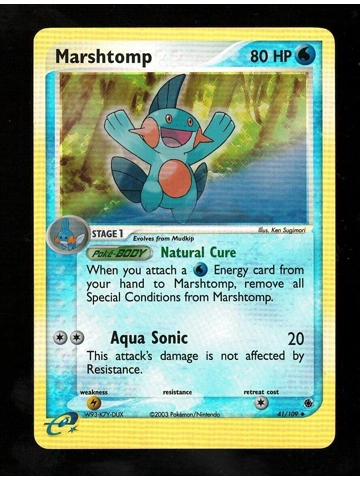 Marshtomp Reverse Holo Ruby & Sapphire Pokemon NM 41/109 80 HP e-reader