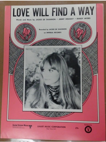 Vtg 1969 Jackie De Shannon Love Will Find a Way Sheet Music Imperial Records