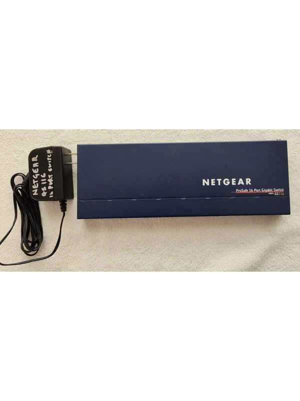Netgear Prosafe 16 Port Gigabit Switch GS116 V1 Works With Power Adapter Clean