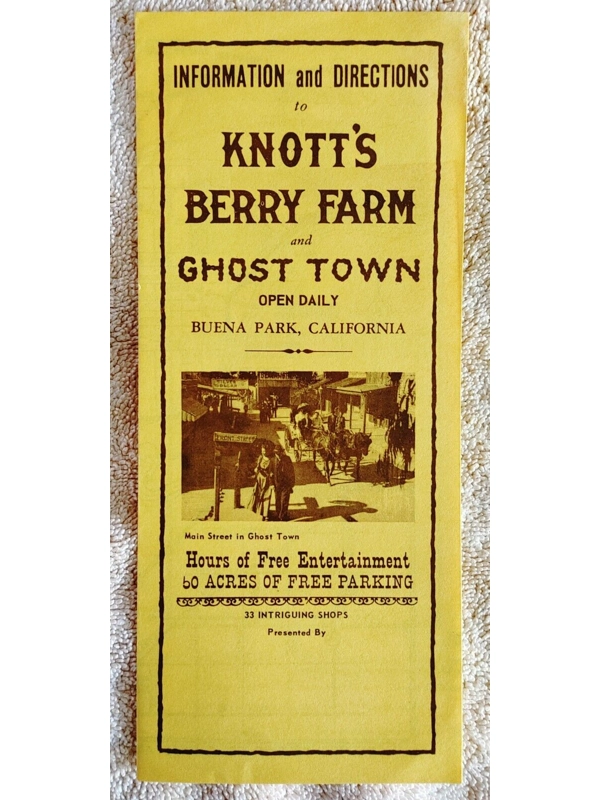 Vtg ca 1950s Knotts Berry Farm Brochure Menus Chicken Steak House Dinner Map