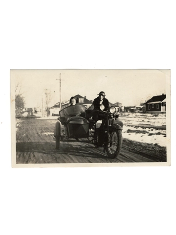 1924 2 Women on Indian Motorcycle + Sidecar Original Photo Mile High MC Colorado