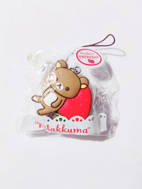 (HOLD) San-x Rilakkuma Squishy Strawberry Strap