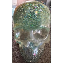 Medium turquoise glittery and spinners Skull