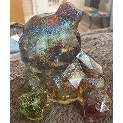 Blue/green/pink/ rose petal bear