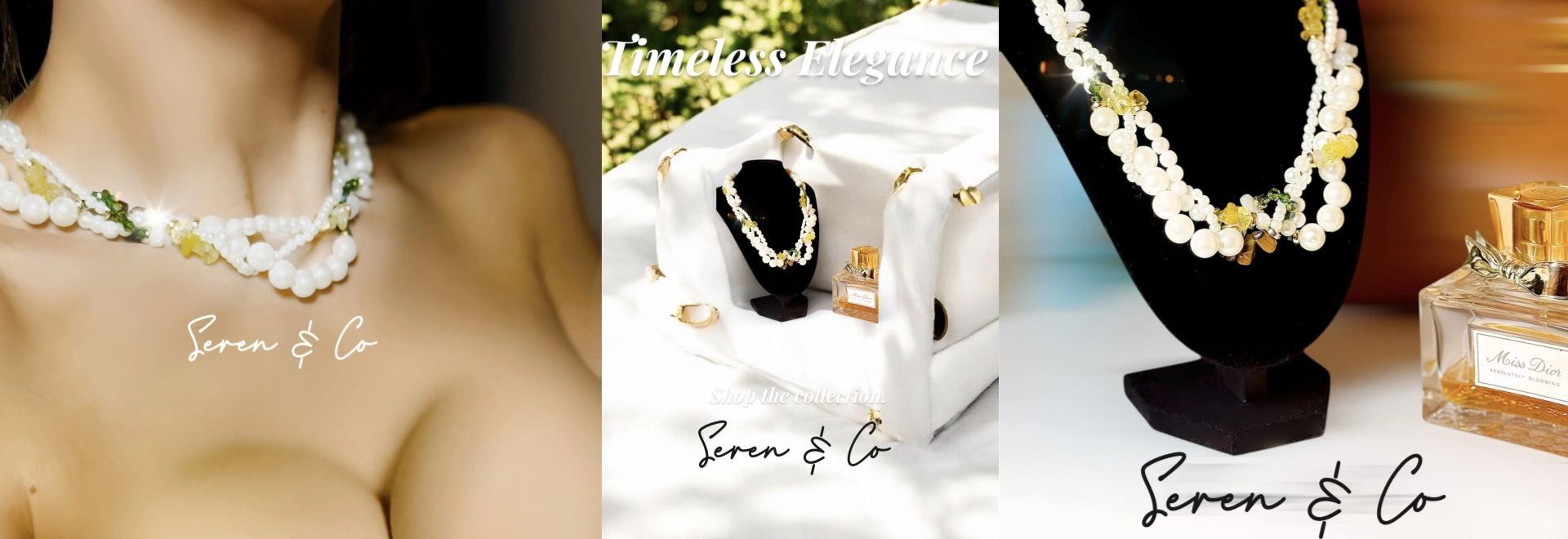 The Trinity twisted Pearl necklace (Citrine, Tigers Eye & Quartz)