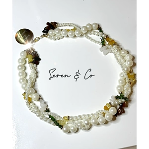 The Trinity twisted pearl necklace (Tigers Eye, Citrine & Quartz)