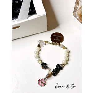 The Divine Bloom Charm Bracelet (Black Tourmaline & Clear Quartz)