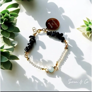 The Darkest hour protection bracelet (Blue Chalcedony, Black Obsidian, Quartz)