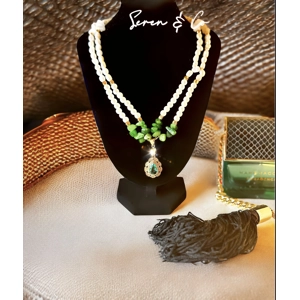 The Lady Luck Pendant (Green Aventurine, Quartz & Fresh water pearls)