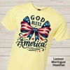 God Bless America Christian Patriotic Bow Tee – USA Flag Graphic Shirt