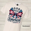 God Bless America Christian Patriotic Bow Tee – USA Flag Graphic Shirt