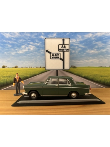 Model Car Stand with Custom Road Sign