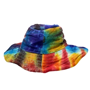 Patched and Wired Hemp & Cotton Boho Festival Hat - Tiedye Patched and Wired Hemp & Cotton Boho Festival Hat - Tiedye