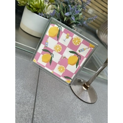 Checkered lemon coaster