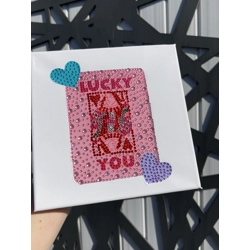 Lucky you card jewelled canvas