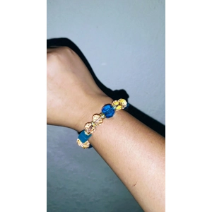 Bead Bracelet - Simple Design with Blue and Gold Beads