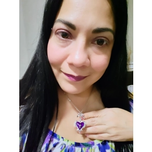 Purple Heart with a Cross Pendant Silver Necklace for Women