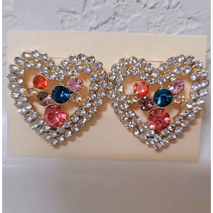 Heart-Shaped Earrings with color gemstones