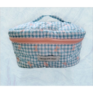Bow Design Quilted Large Makeup Bag