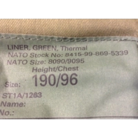 British Army Fleece Thermal Liner, Size 190/96, Large, Unissued, Energy Saver.