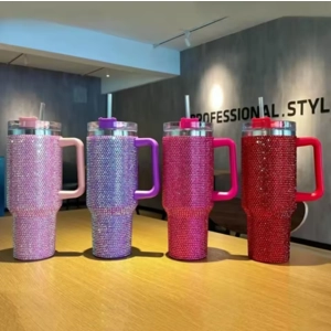 40oz Rhinestone Tumbler Straw Cup