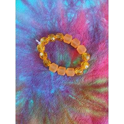 Orange square glass and round beaded bracelets Orange square glass and round beaded bracelets