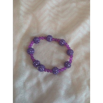 Purple sparkle  and glass beaded bracelet