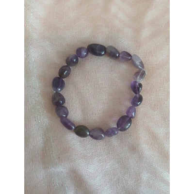 Amethyst stone beaded  stretch bracelet