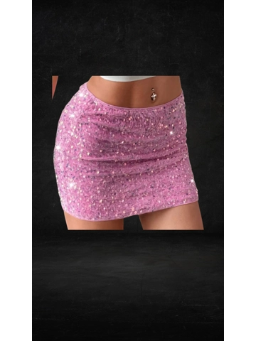 Sequined Velvet Mini Skirt