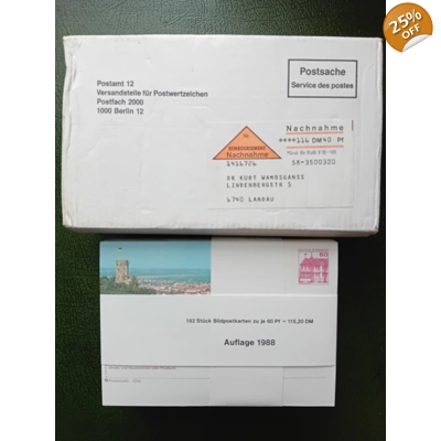 192 picture postcards, each worth 60 Pfennig 1988 Edition