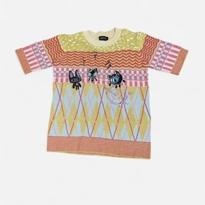 Diesel RARE Embroidered Character Lil Dudes Knit Glittery Sweater