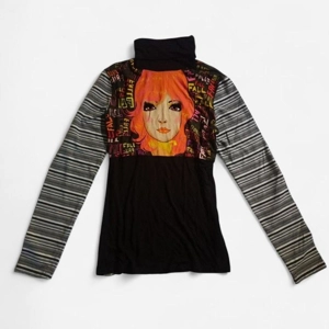 Custo Barcalona Cute Y2K striped long sleeve top with a turtleneck